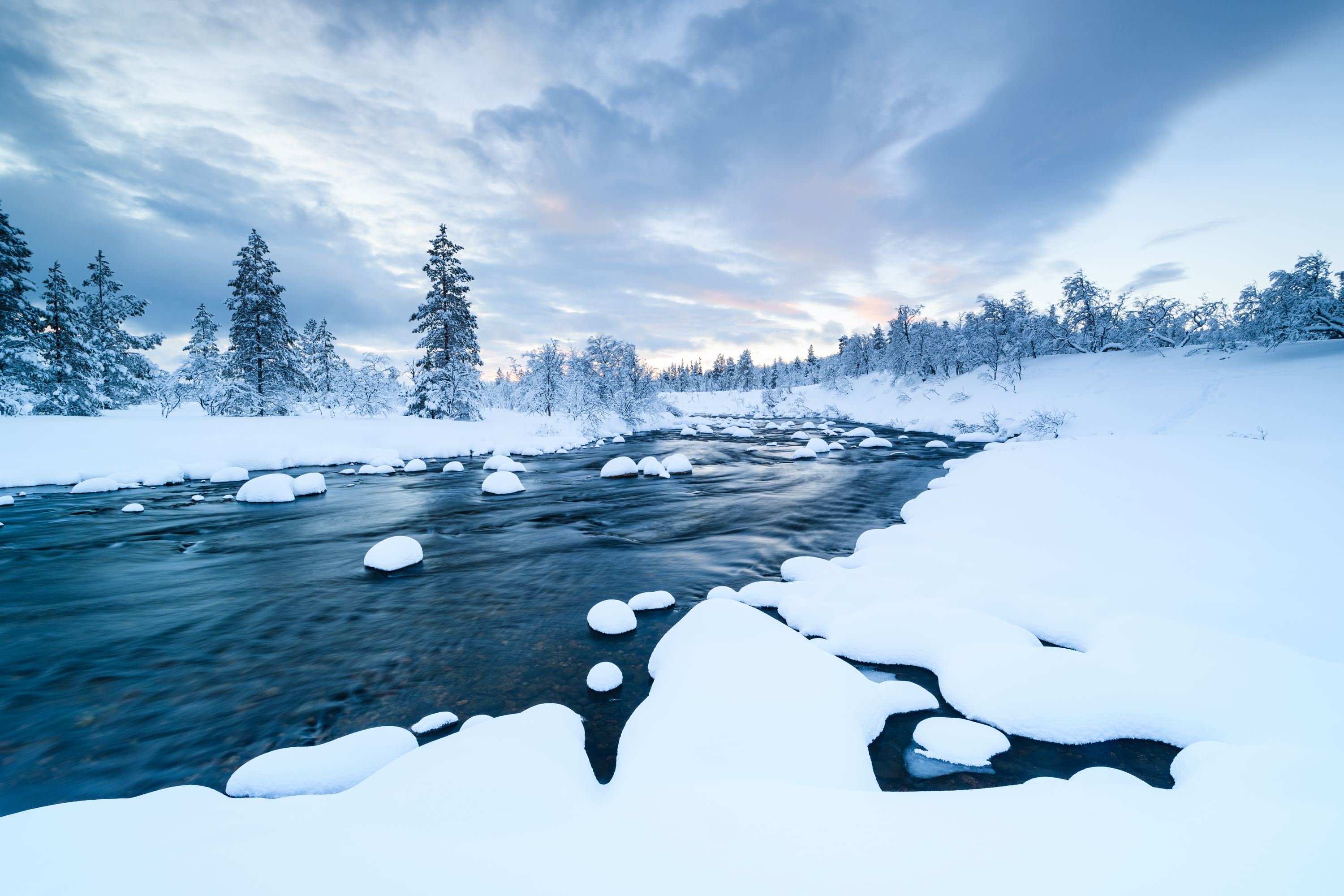 3000x2000 arbres, eau, hiver, nature, neige, paysages, riviere