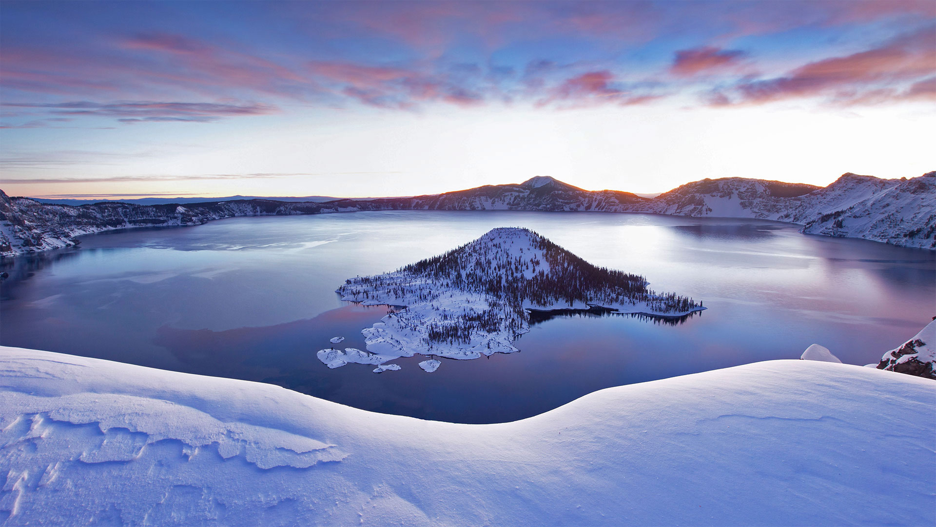 1920x1080 eau, états unis, hiver, lac, nature, neige, paysages