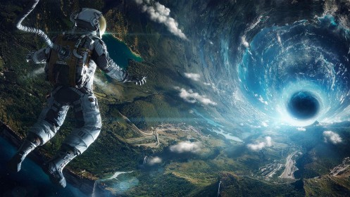 art digital,artwork,astronaute,dans les airs,espace,science fiction,trou noir