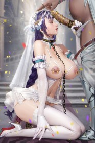 kneeling,after fellatio,anal,thighhighs,stockings,chains,purple hair,choker,collar,thighs,double penetration,erection,slave,facial,blowjob,submissive female,anime girls,bangs,gloves,elbow gloves,genshin impact,big tits,dominant male,insertion,interracial,legs,garter straps,leash,lingerie,bride,garter belt,raiden shogun,submission,cum,cum on hair,high heels,nipples,very long hair,vaginal