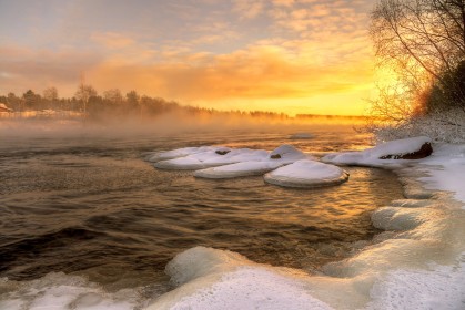 ciel,coucher de soleil,eau,gel,hiver,lac,nature,nuages,paysages