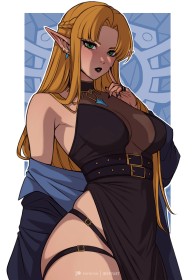 cheveux blond,choker,cuisses,debout,elf,fille anime,gothique,habits transparents,nintendo,non-nude,oreilles pointues,princesse,princesse zelda,robe,rouge a lèvres,rougeur,the legend of zelda,tresse,tresse en couronne,yeux vert