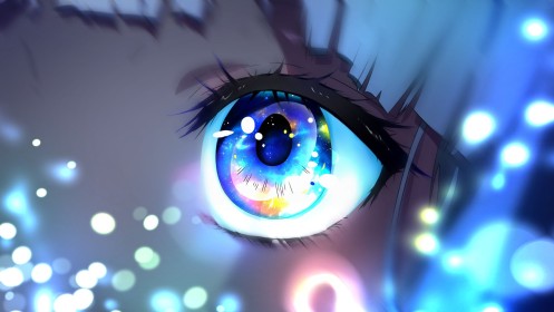 artwork,gros plan,oeil,réflexion,yeux bleu