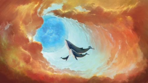 artwork,baleine,ciel,creature,fantasy,nuages