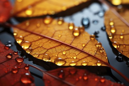 automne,eau,feuille,goutte,macro,nature