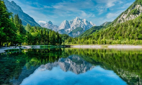 arbres,eau,été,lac,montagne,nature,paysages,réflexion,slovénie