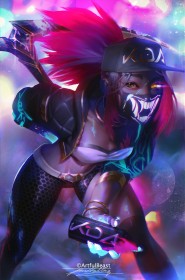 akali,artwork,casquette,debout,league of legends,masque,pantalon,personnage feminin,queue de cheval,veste,yeux jaune