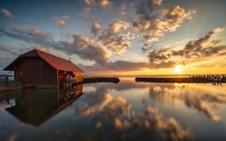 allemagne,ciel,eau,jetée,lac,nature,nuages,paysages,réflexion,soleil