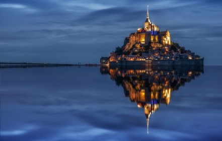 architecture,crépuscule,eau,frange,lumière,mont-saint-michel,paysages,réflexion