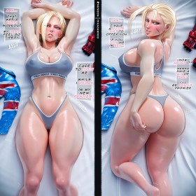 aisselle,backboob,bras levés,cammy white,capcom,cheveux blond,cheveux court,cicatrice,cleavage,courbée,cul,culotte,fille anime,gros cul,gros seins,grosses cuisses,habits de sport,hanches larges,jambes,lit,multiples vues,non-nude,peau brillante,regarde derrière,rougeur,seins énormes,sideboob,soutif de sport,street fighter,string,sur le dos,sur le ventre,texte,yeux bleu