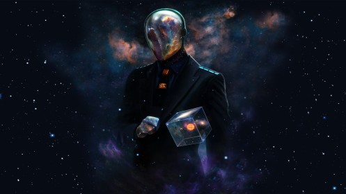 alien,digital art,artwork,suit,cube,space,stars,fantasy boy