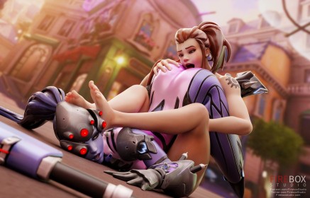 2 girls,3d,all fours,rimming,blizzard entertainment,brigitte,brown hair,ass,ass grab,outdoors,toes,public,anime girls,fireboxstudio,multiple girls,headgear,licking,overwatch,purple skin,barefoot,ponytail,tattoo,tongue out,widowmaker,yuri