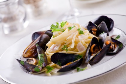 moules,nourriture,pates,produits de la mer