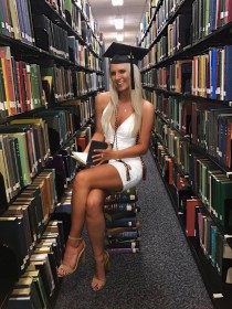 amateur,sitting,library,caucasian,hat,blonde hair,toes,women,legs,crossed legs,non-nude,dress,smile,high heels,toenail polish